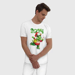 Пижама хлопковая мужская Новогодний дракон 2024, цвет: белый — фото 2