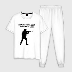 Пижама хлопковая мужская Counter strike 2 classik, цвет: белый