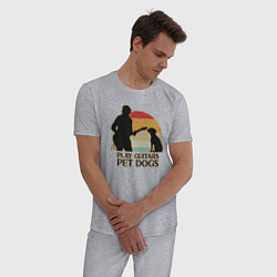 Пижама хлопковая мужская Гитары и собаки, цвет: меланж — фото 2