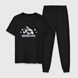 Пижама хлопковая мужская Boxing gym, цвет: черный