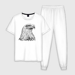 Пижама хлопковая мужская Орёл в профиль, цвет: белый