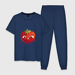 Пижама хлопковая мужская Милая помидорка, цвет: тёмно-синий