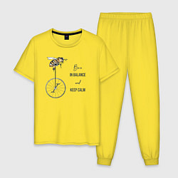 Пижама хлопковая мужская Be in ballance and keep calm, цвет: желтый