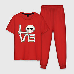 Пижама хлопковая мужская Любовь на костях, цвет: красный