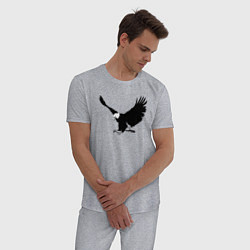 Пижама хлопковая мужская Орёл летит трафарет, цвет: меланж — фото 2