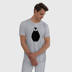 Пижама хлопковая мужская Пингвин мылыш трафарет, цвет: меланж — фото 2