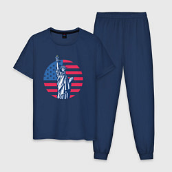 Пижама хлопковая мужская Statue of Liberty, цвет: тёмно-синий