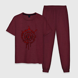 Пижама хлопковая мужская Astarion - red symbol, цвет: меланж-бордовый