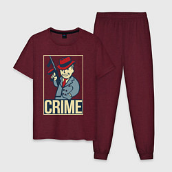 Пижама хлопковая мужская Vault crime, цвет: меланж-бордовый