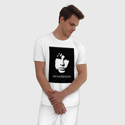 Пижама хлопковая мужская Jim Morrison in bw, цвет: белый — фото 2