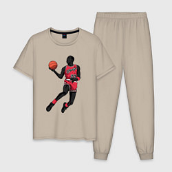 Пижама хлопковая мужская Retro Jordan, цвет: миндальный