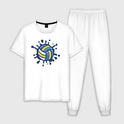 Пижама хлопковая мужская Splash volleyball, цвет: белый