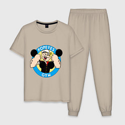 Пижама хлопковая мужская Popeye GYM, цвет: миндальный