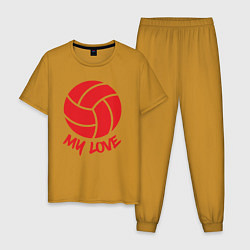 Пижама хлопковая мужская Volleyball my love, цвет: горчичный