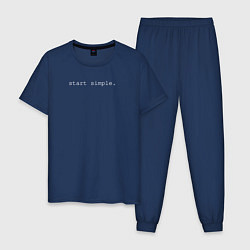 Пижама хлопковая мужская Start simple on black, цвет: тёмно-синий