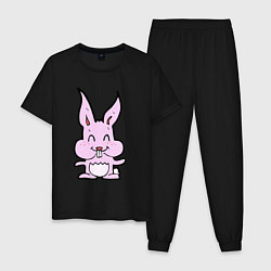 Пижама хлопковая мужская Счастливый кролик, цвет: черный