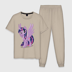Пижама хлопковая мужская Твайлайт Спаркл из My Little Pony в кино, цвет: миндальный
