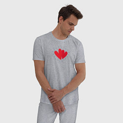 Пижама хлопковая мужская Влюбленные сердца, цвет: меланж — фото 2