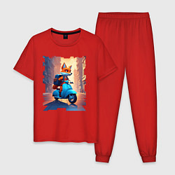 Пижама хлопковая мужская Деловой лис, цвет: красный