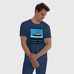 Пижама хлопковая мужская Команда по плаванию с Титаника, цвет: тёмно-синий — фото 2