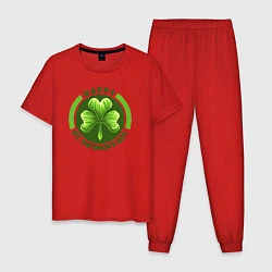 Пижама хлопковая мужская Счастливого дня святого Патрика, цвет: красный