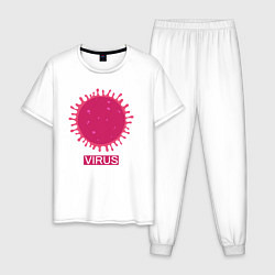 Пижама хлопковая мужская Pink virus, цвет: белый