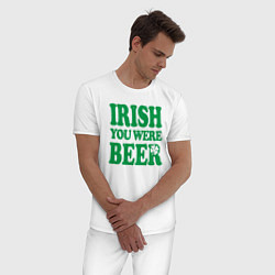 Пижама хлопковая мужская Irish you were beer, цвет: белый — фото 2