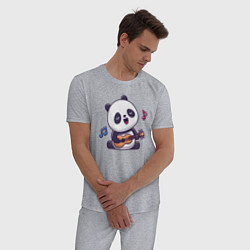 Пижама хлопковая мужская Панда с гитарой, цвет: меланж — фото 2