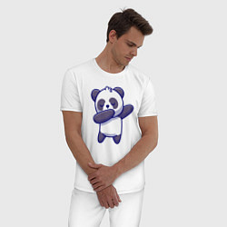 Пижама хлопковая мужская Dabbing panda, цвет: белый — фото 2
