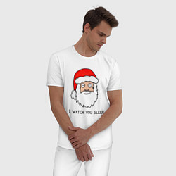 Пижама хлопковая мужская Криповый Санта, цвет: белый — фото 2