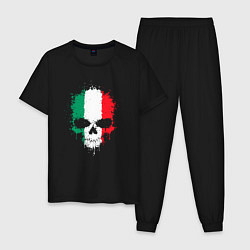 Пижама хлопковая мужская Череп Италия, цвет: черный