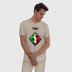 Пижама хлопковая мужская Команда Италии, цвет: миндальный — фото 2