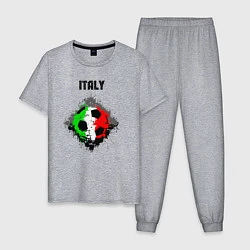 Пижама хлопковая мужская Команда Италии, цвет: меланж