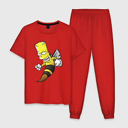 Пижама хлопковая мужская Барт Симпсон шершень - перевоплощение, цвет: красный