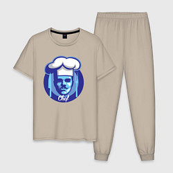 Пижама хлопковая мужская Шеф-повар, цвет: миндальный