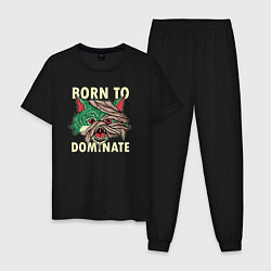 Пижама хлопковая мужская Рождён доминировать, цвет: черный