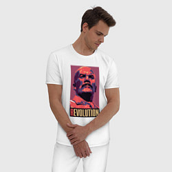 Пижама хлопковая мужская Lenin revolution, цвет: белый — фото 2