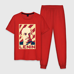 Пижама хлопковая мужская Vladimir Lenin, цвет: красный