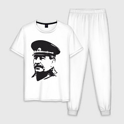 Пижама хлопковая мужская Сталин в фуражке, цвет: белый