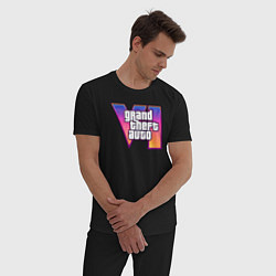 Пижама хлопковая мужская GTA 6 logo, цвет: черный — фото 2