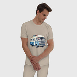 Пижама хлопковая мужская Машина для путешествий, цвет: миндальный — фото 2