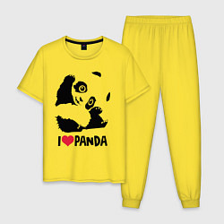 Пижама хлопковая мужская I love panda, цвет: желтый