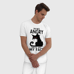 Пижама хлопковая мужская I am not angry cat, цвет: белый — фото 2