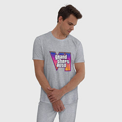 Пижама хлопковая мужская GTA VI logo, цвет: меланж — фото 2