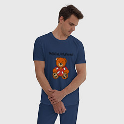 Пижама хлопковая мужская Медведь Марат: разъезд чушпаны, цвет: тёмно-синий — фото 2