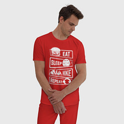 Пижама хлопковая мужская Еда сон поход, цвет: красный — фото 2