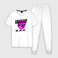 Пижама хлопковая мужская Green Day uno dos tre, цвет: белый