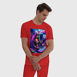 Пижама хлопковая мужская Барби - заядлый геймер, цвет: красный — фото 2