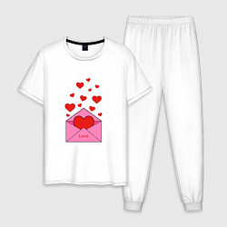 Пижама хлопковая мужская Любовное письмо, цвет: белый