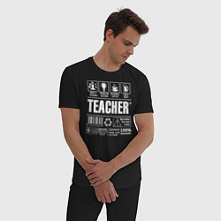 Пижама хлопковая мужская Многозадачный учитель, цвет: черный — фото 2